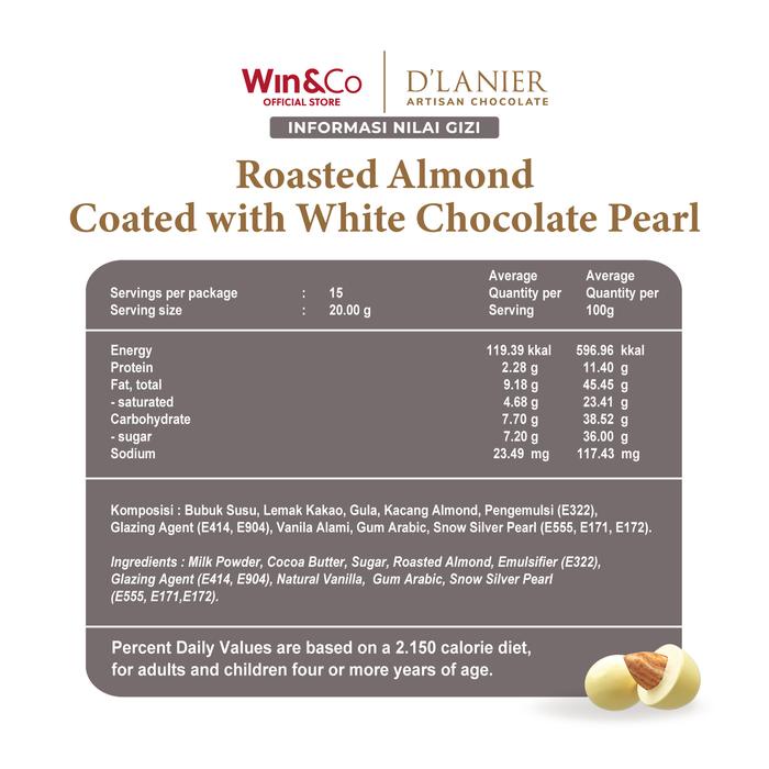 

BARANG TERLARIS D'Lanier Almond Pearl with White Chocolate - 300g (Large Jar)