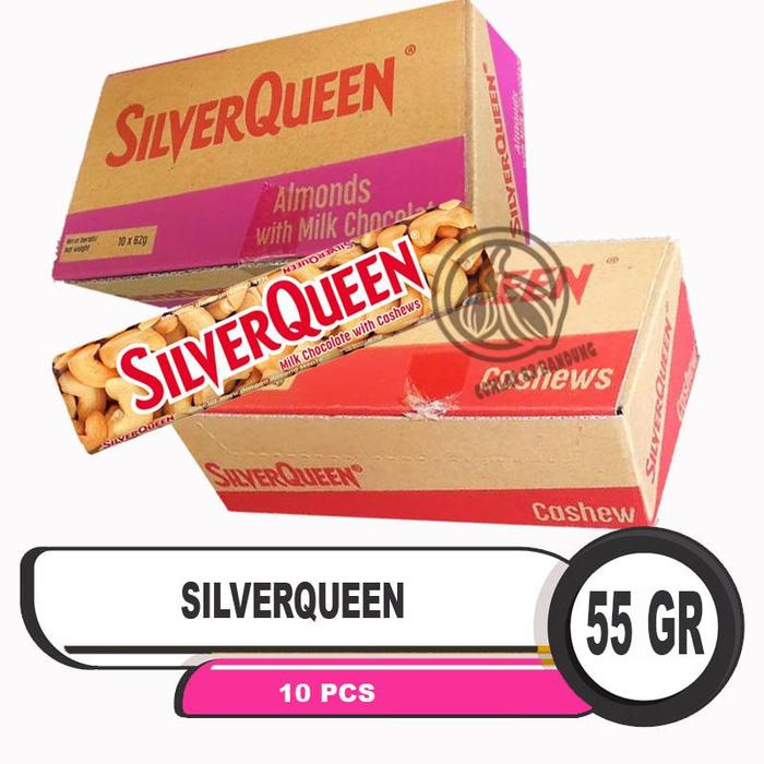 

BARANG TERLARIS SILVERQUEEN 1 BOX 55GR EX 58 gram Besar, Cokelat SILVERQUEEN MEDE SUSU 55 gr Isi 10