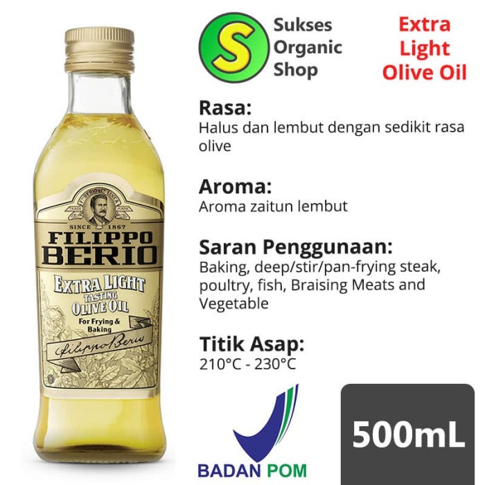 

BARANG TERLARIS Filippo Berio Extra Light Olive Oil 500ml/Minyak Zaitun Filipo Berio