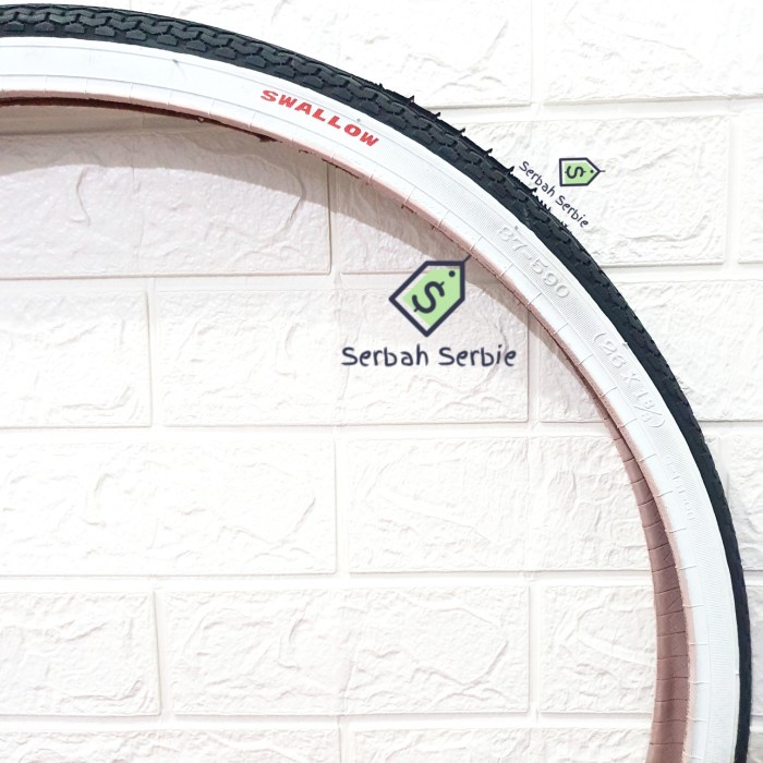 Ban Luar Sepeda 26X1 3/8 Swallow 590 26 X 1 3 Per 8 Hitam Putih Ctb Phoenix Jengki Polygon Sierra