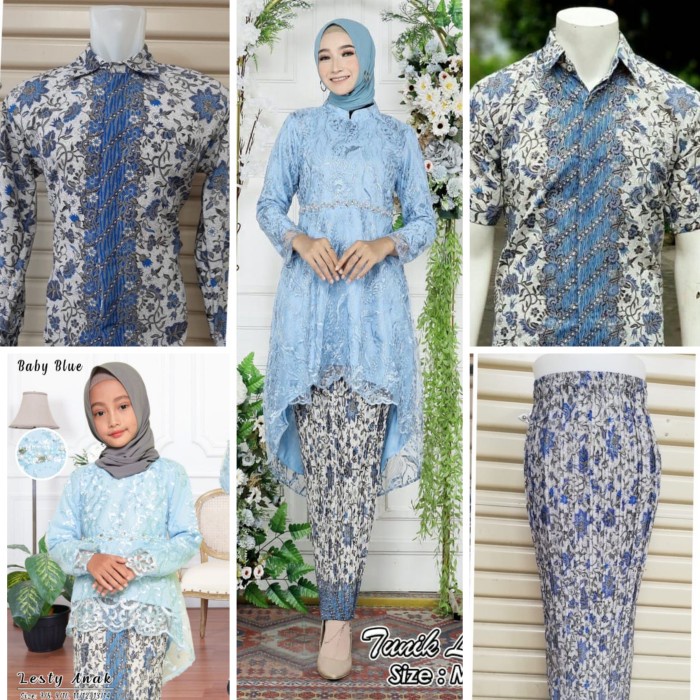 Kebaya Sarimbit Lesti Kejora Set Couple Kebaya Keluarga Blue M