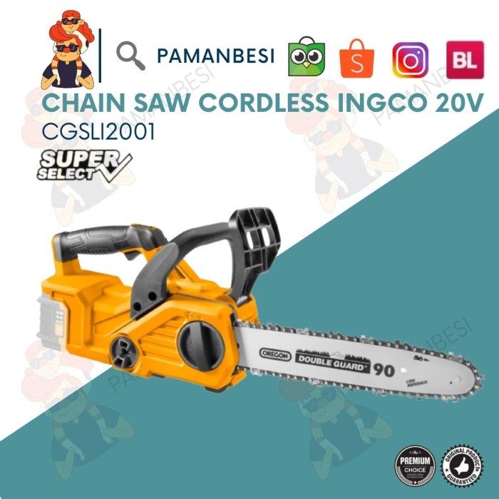 TOP CGSLI2001 CORDLESS MESIN GERGAJI CHAINSAW BATERAI 12" 20V 2AH INGCO -