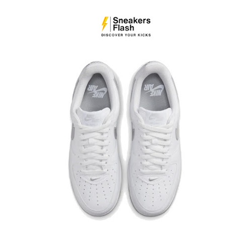 NIKE Air Force 1 07 Low Color Of The Month White Metallic Silver Sepatu Sneakers Pria - DZ6755100 - Size 44