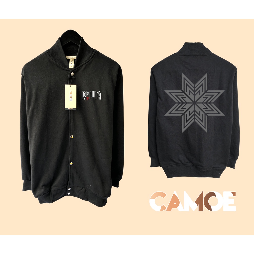 Jaket Baseball Varsity Dewa 19 Black on Black Logo