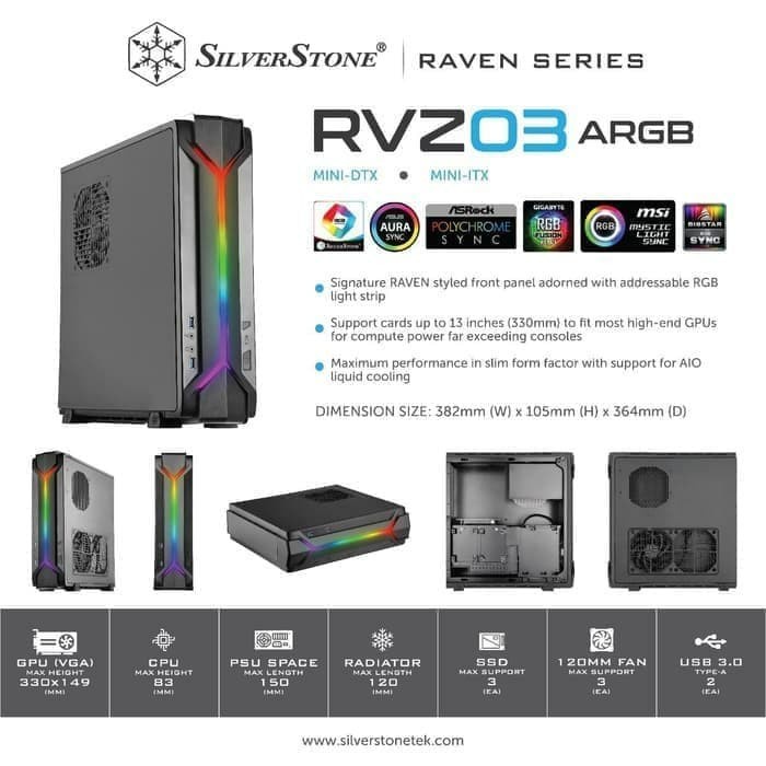 Ready Silverstone RVZ03 ARGB - Slim Mini ITX Case With ARGB Lighting
