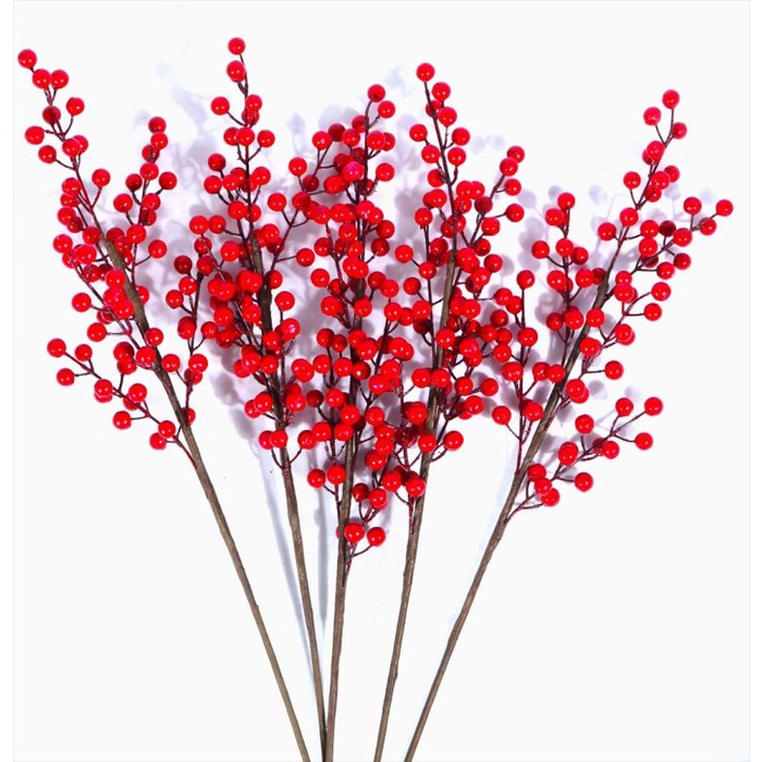 New- Berry Artificial Red Acacia Bean Bunga Palsu