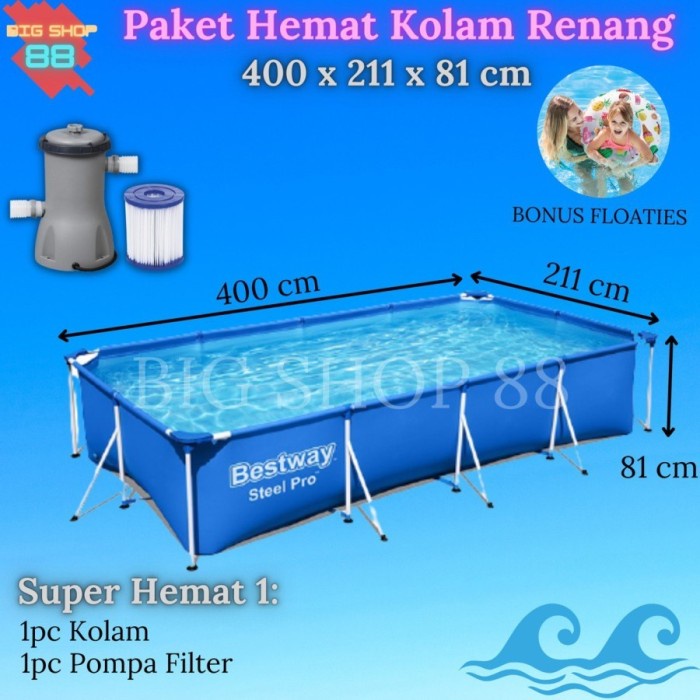 Kolam Renang Bestway Portae Frame Kolam Renang Anak Jumbo 4M 4Meter