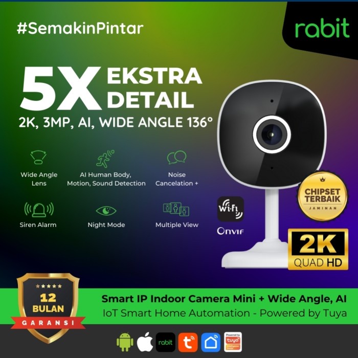 Rabit CCTV Indoor WiFi Camera - CCTV Mini Camera Wide Angle