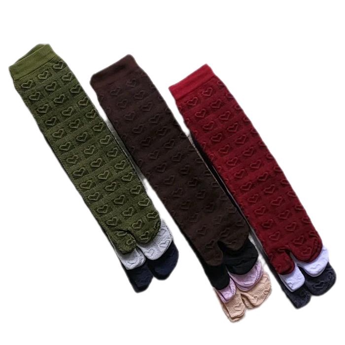PREMIUM 1 lusin / 12 pasang kaos kaki jempol embos motif hati timbul wanita muslimah dewasa