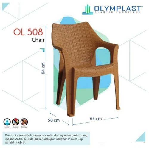 PREMIUM Kursi Plastik Olymplast OL 508 kursi plastik tangan motif rotan OL508
