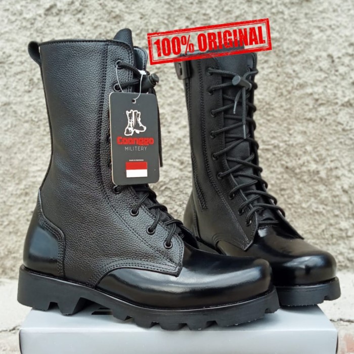PREMIUM Sepatu PDL Jatah Tni Polri Kulit Jeruk Caanggo Free Kaos Kaki