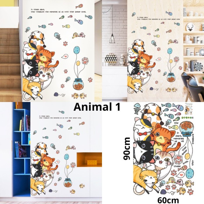 JTTOP" STIKER STICKER DINDING TEMBOK MOTIF GAMBAR HEWAN ANIMAL DEKORASI KAMAR