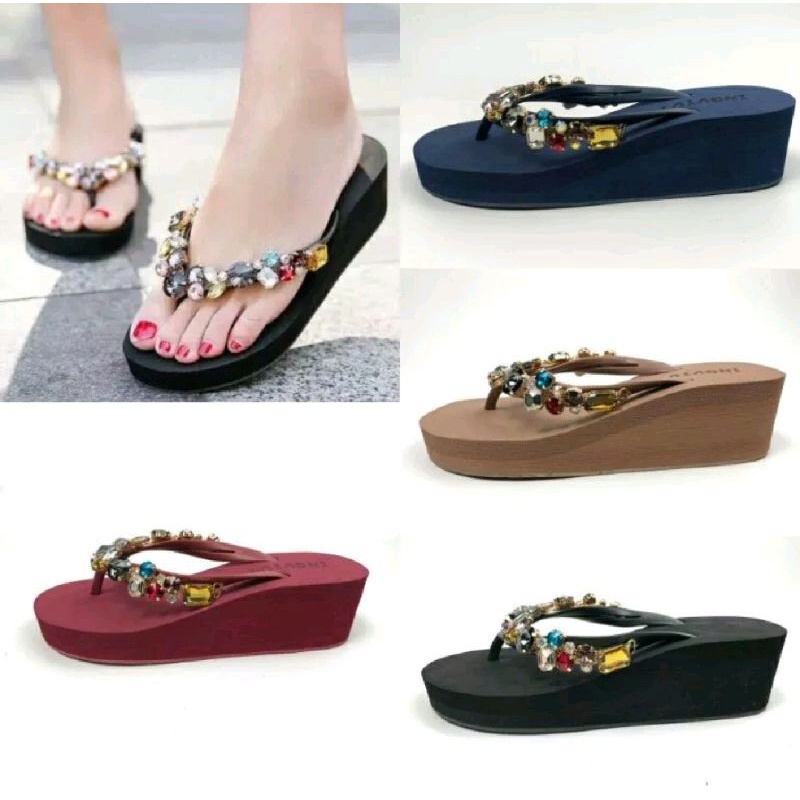 SANDAL WEDGES SWAROWSKI / SANDAL JUICE WEDGES INGVIVI / sandal DARLINGEN WEDGES / Sandal wanita