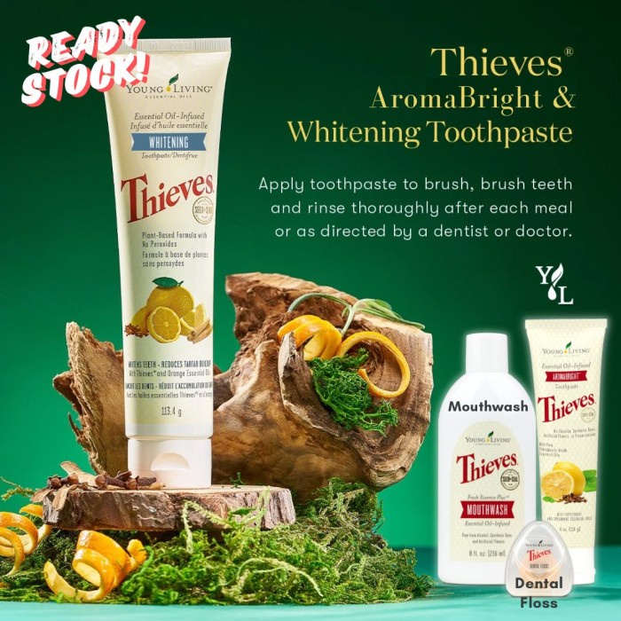 THIEVES WHITENING/AROMABRIGHT TOOTHPASTE/ODOL & DENTAL FLOSS USA/SG/ID