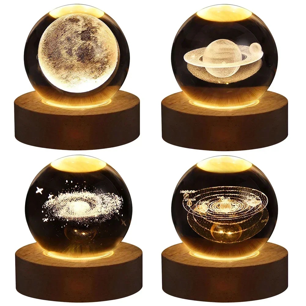 DISKON Best Selling Unique 3D Crystal Ball Lamp with Galaxy and