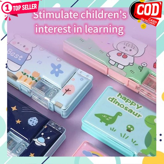 

Cod Angoo Super Large Capacity Pencil Case Kawaii Korean Pencil Cases Aesthetic Stationery Office Desk Storage Bag For Girls School Supplies Kotak Tempat Pensil Lucu Pola Kartun Lapisan Ganda Dengan Rautan Pensil