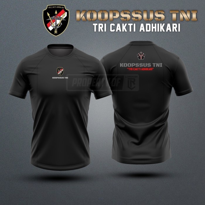 Terbaru Pakaian Baju Kaos Koopssus Tni Bahan Dry Fit Sport Hitam Premium Lengan Pendek