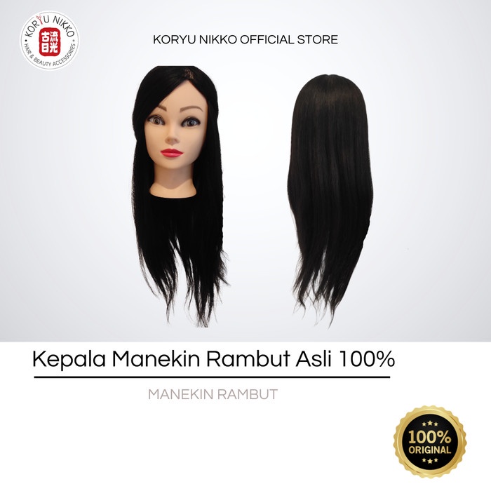 Koryu Nikko Kepala Manekin Rambut Asli 100% Latihan Penata Rambut