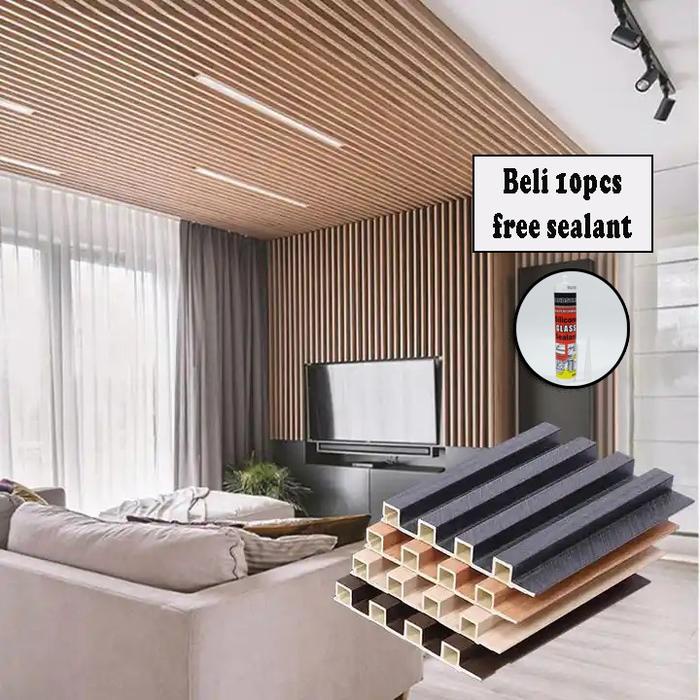 DISKON (COD) WC Wood Panel WPC Wall Panel PVC Motif Kayu Dinding Kisi Kayu Dekorasi Tembok