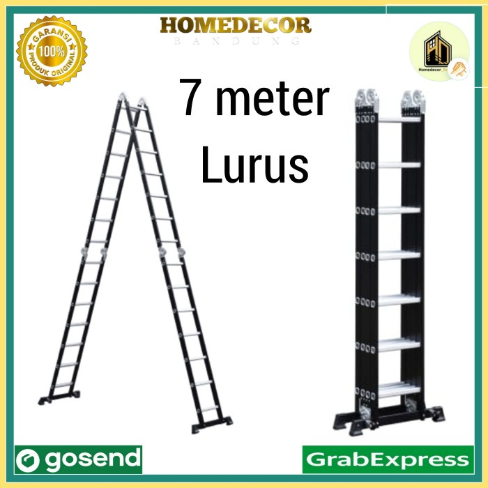 Krisbow 7.13 Mtr Tangga Aluminium Multifungsi 4x7 Step - Hitam / ladder 7 meter krisbow / tangga