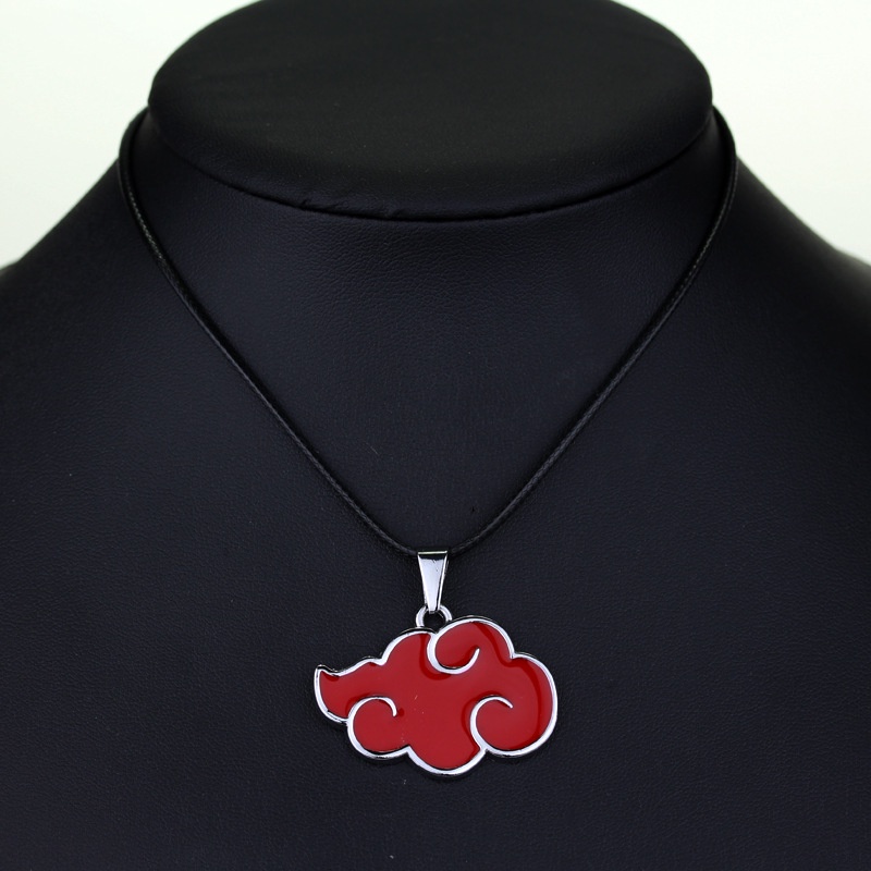Anime Cartoon Akatsuki Red Cloud Logo Necklace Uchiha Obito Itachi Metal Necklaces Pendants For Fans