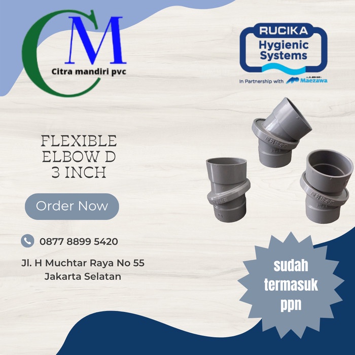 Terbatas Fitting Pvc Rucika Flexible Elbow - 3 Inch