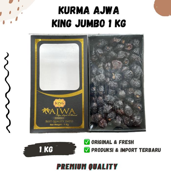 

Kurma Ajwa Premium 1Kg Kingdates Box Aliyah Jumbo Madinah Ajwah Azwa Pack Medina Grade A Medium