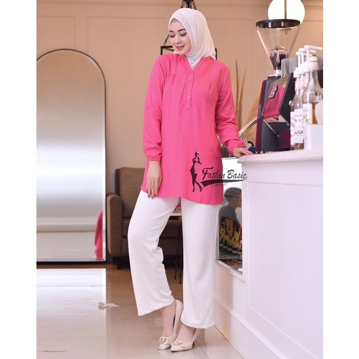 BLOUSE ATASAN KEMEJA POLOS BIG SIZE PINK FANTA BAJU WANITA KERJA PAKAIAN CEWEK KEKINIAN