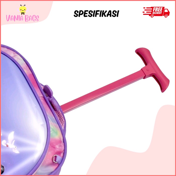 tas koper anak perempuan tk frozen timbul 3d waterproof ransel dorong