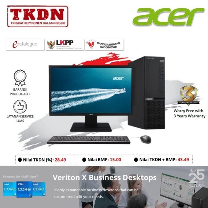 ACER TKDN VERITON X - Core i3 (VX/0039) i3-13100 8G 512GB SSD WIN 11H + 21.5" LCD
