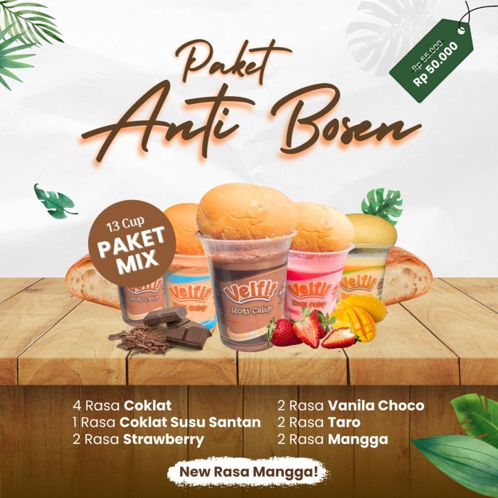 

(TopSeller) 1 DOS PAKET MIX 4 RASA ES ROTI CELUP VELFIT ISI 13 CUP