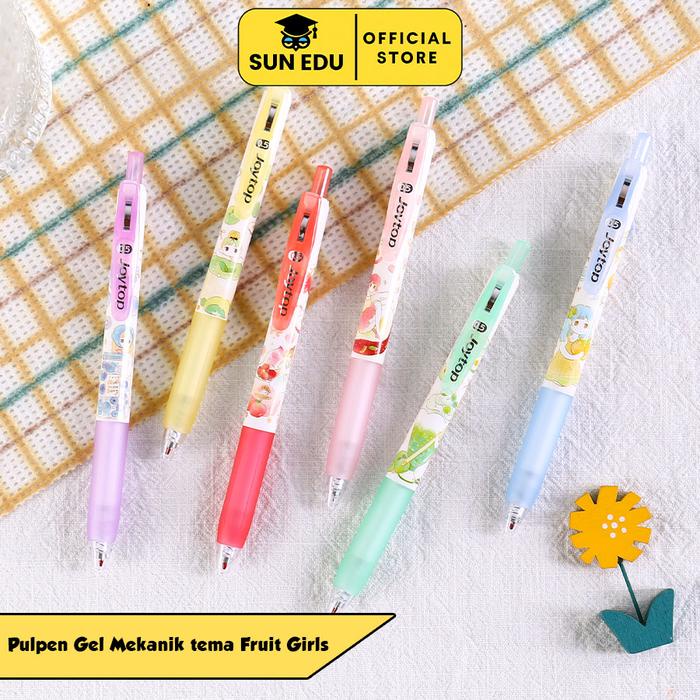 

6 Pcs/Set 0.5Mm Tinta Hitam Tekan Motif Kartun Lucu Gel Pena Kantor Siswa Alat Tulis Original