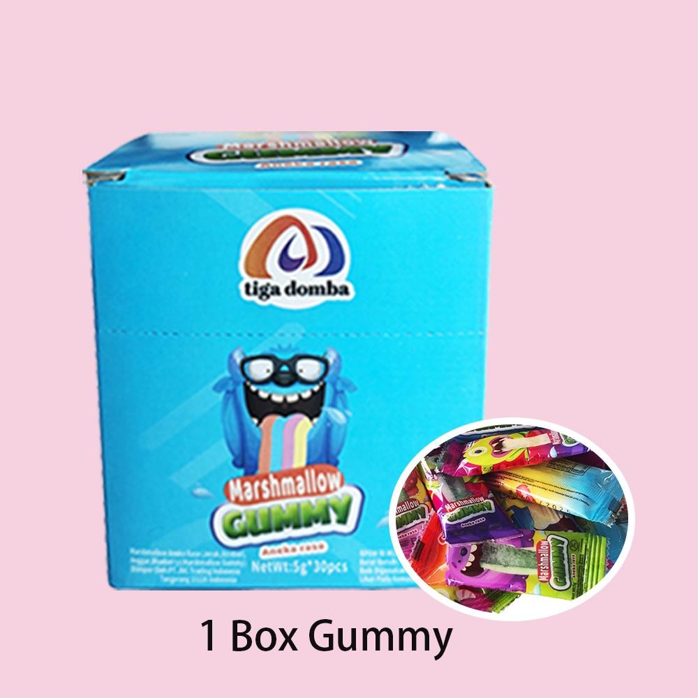 

A Hadiah1 Box @30 Pcs-Marshmallow Gummy Rasa Buah: Stroberi, Jeruk, Blueberry, Anggur (Link Hadiah: