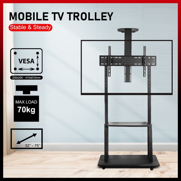 Tv Stand Portable Mobile TV Trolley Stand Movable LCD LED 32" To 75''