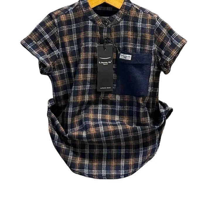 baju anak laki-laki 1-12 tahun bahan flanel motif kotak Kancing