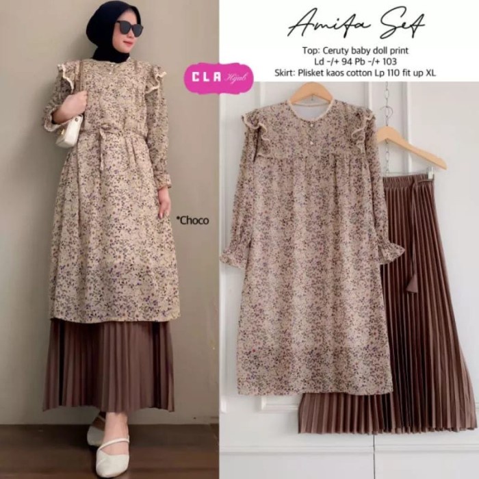 Tanpil Cantik Dan Elegan Dengan Setrok Tunik Motif Bunga Wanita Dewasa