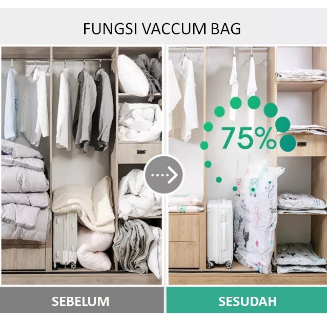 VACUM BAG PAKAIAN / VACUM TRAVEL BAG / PLASTIK VAKUM BAG PAKAIAN