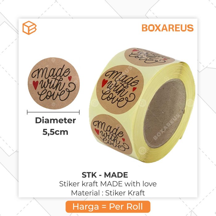 

pintar- Stiker Kraft Made / Baked With Love Sticker Label Seal Decor