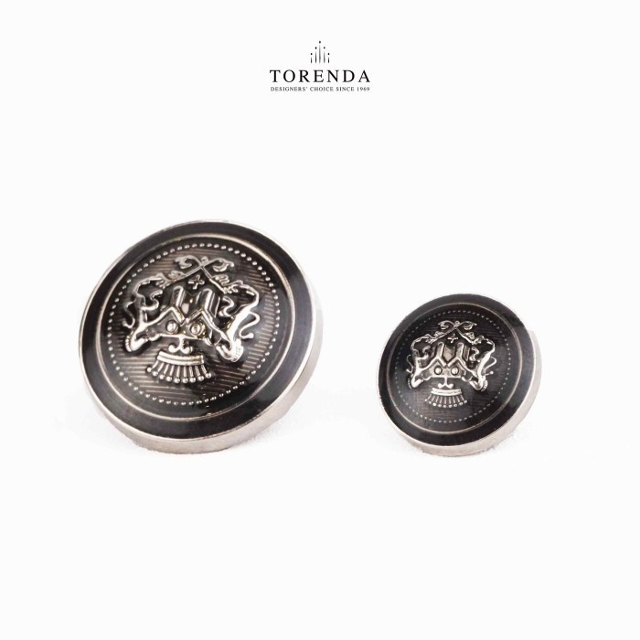 

Torenda kancing Jas Big Button Motive Horse Crown Black Silver / Pcs
