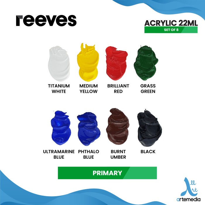 

pintar- Cat Akrilik Reeves Artists 8x22ml Acrylic Color Paint Set