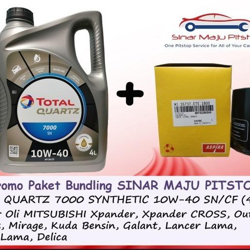 READY STOK Paket Bundling Oli TOTAL QUARTZ 7000 10W-40 API SN/CF Original 4 Liter & Filter Mobil
