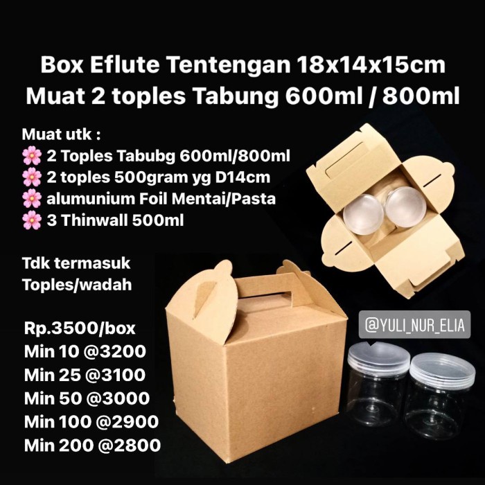 

party- Box Eflute Tentengan 18x14x15cm muat 2 toples 500gram