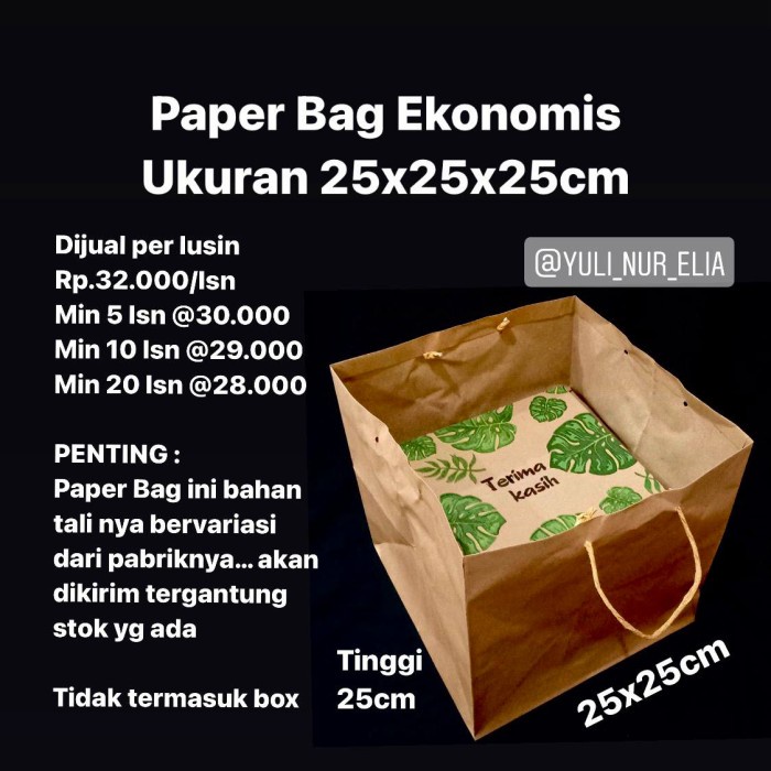 

party- Paper Bag Ekonomis Ukuran 25x25x25cm Dijual per lusin