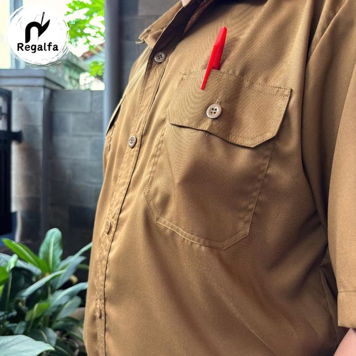 Ready Stock Setelan Baju Seragam Khaki Pdh Pemda Pria Resmi Model Lengan Pendek Bahan Katun Dinas