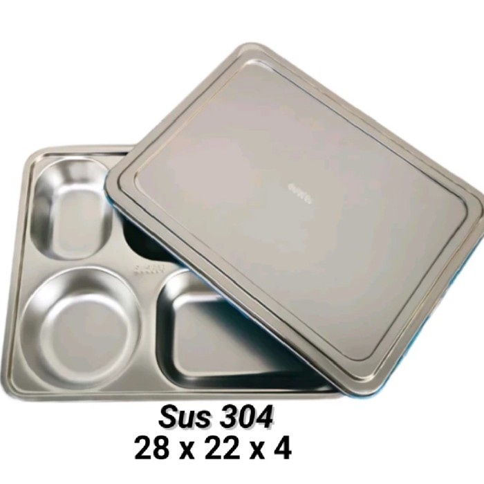 PREMIUM Lunch box stainless sekat 5 / lunch box plus tutup / kotak makan sekat
