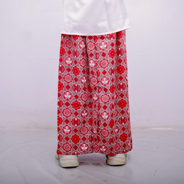 Brokat Setelan Baju Kebaya Sd,Tk Atau Paud Tangan Panjang Warna Rok Merah Anak