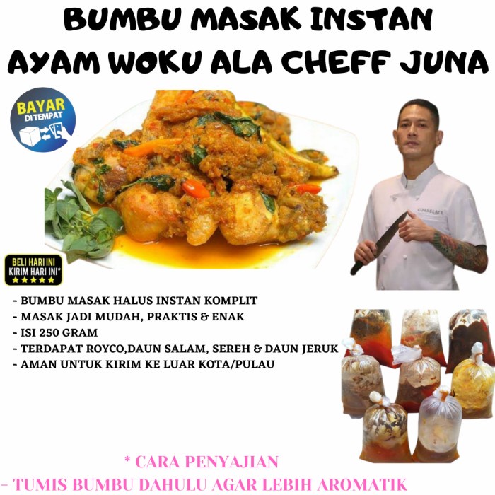 

EJ314 BUMBU MASAK AYAM WOKU ALA CHEF JUNA - BUMBU MASAK INSTAN PRAKTIS ENAK STOK TERBATAS