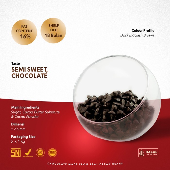 

Lezat- SCHOKO Compound Choco Chips - 1 Kg / Coklat Chip