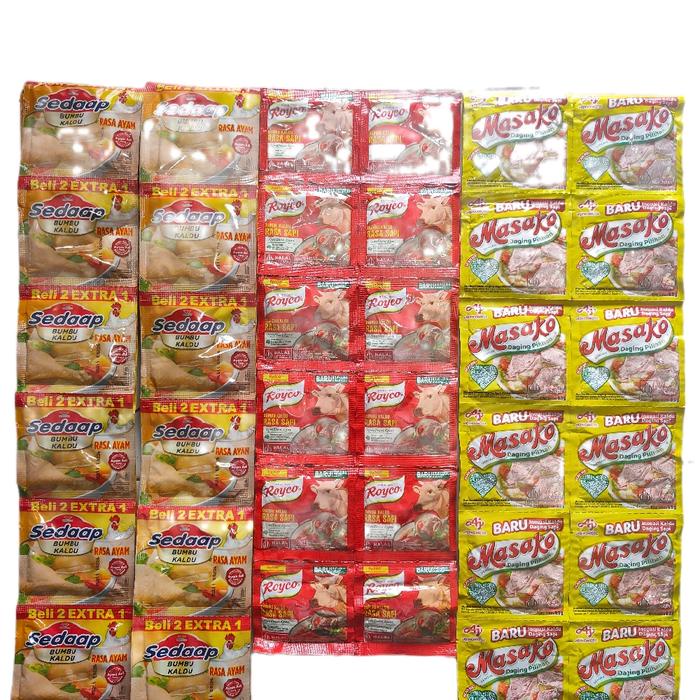 

ZB880 Paket Bundling Hemat Masako Royco Sedaap bumbu kaldu (6Rtg) Masakan Bubuk Penyedap Instan Msg