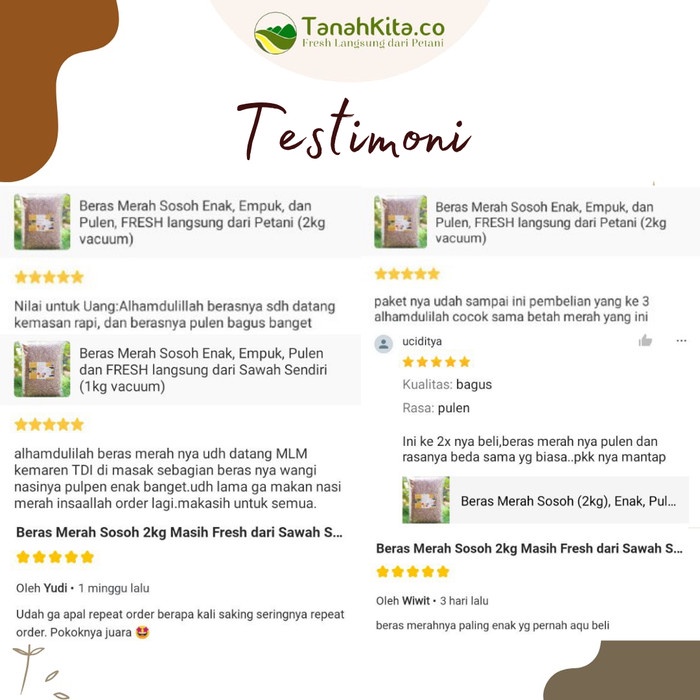 

Lezat- Beras Merah Sosoh 2kg Fresh dari Sawah Sendiri